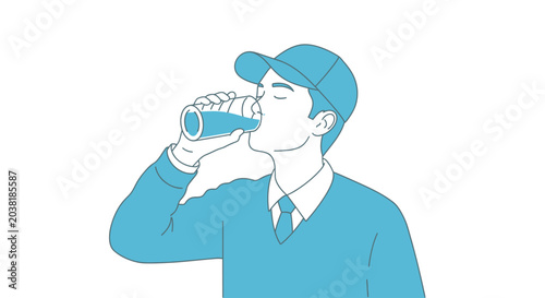 Photography Man drinking from a bottle.