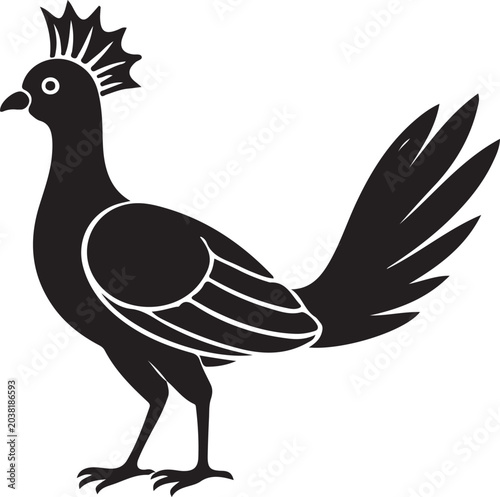 Tableau sur toile Crested Bird Silhouette,Bird Silhouette Vector