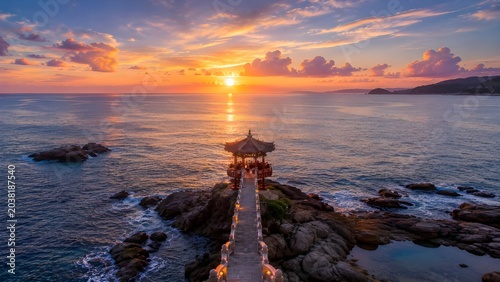 Coastal scenery at sunset