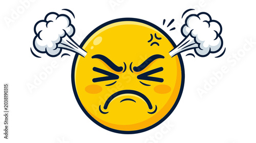 Foto Angry Emoji Face - Frustrated and Annoyed Expression