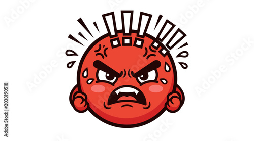 Photos Angry Red Face Emoji with Sweat Drops and Exclamation Marks