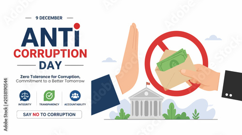 Schilderij op canvas Anti Corruption Day Concept, Stop Bribery, Integrity, Transparency