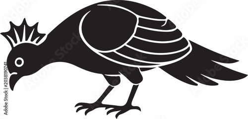Fényképezés Crested Bird Silhouette,Bird Silhouette Vector