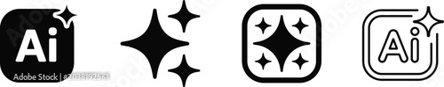 фотографія Artificial intelligence symbol, AI generate icon set ai, sparkle star with squar