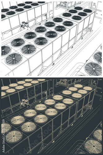 Industrial HVAC chiller illustrations