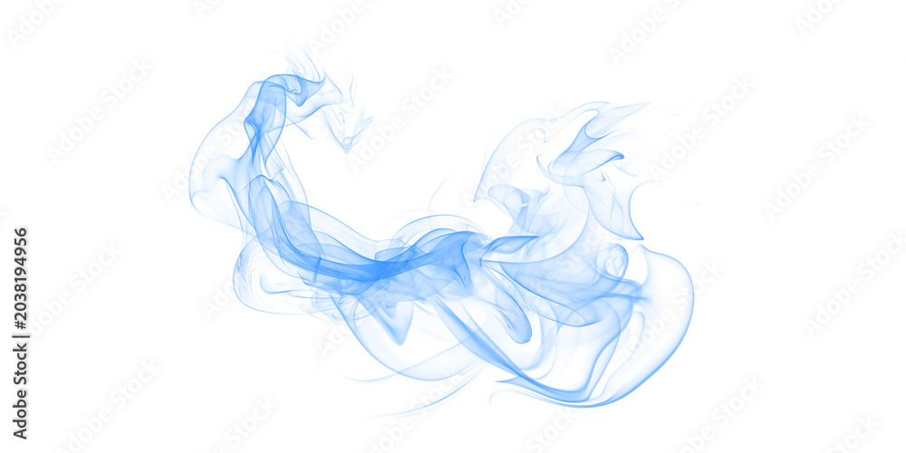 Fototapeta premium Abstract Blue Swirl of Smoke or Vapor on a White Background