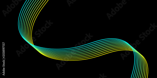 Fotografie Abstract blue fractal wave background vector illustration featuring futuristic l