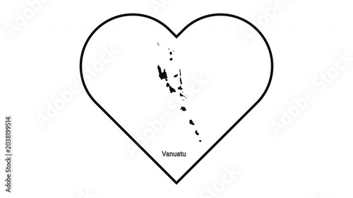 Vanuatu Map in Heart Shape Outline Graphic.