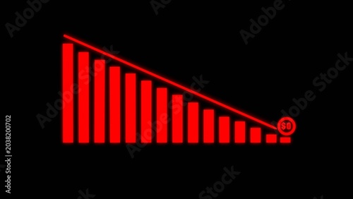 red down business arrow graph on black background illustrations.

