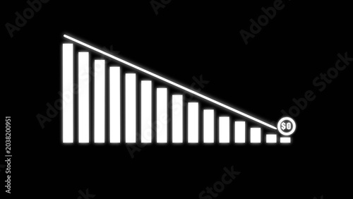 White down business arrow graph on black background illustrations.
