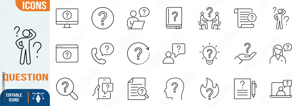 Foto Help support frequently asked questions icons