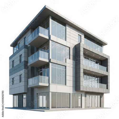 Modern apartment building with balconies