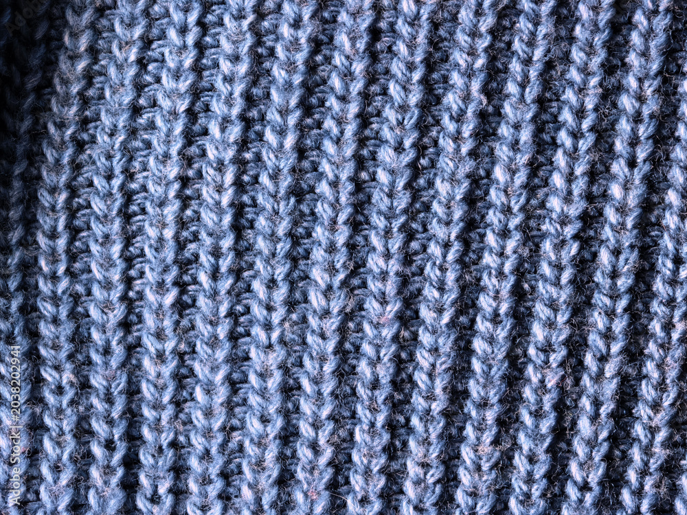 Fototapeta premium Blue Knitted Fabric Texture