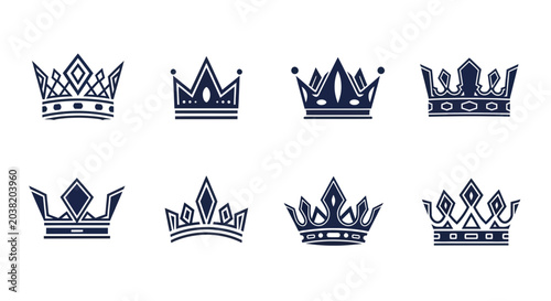 Bild auf Leinwand Royal Crown Icons Set - Vintage King Queen Symbols