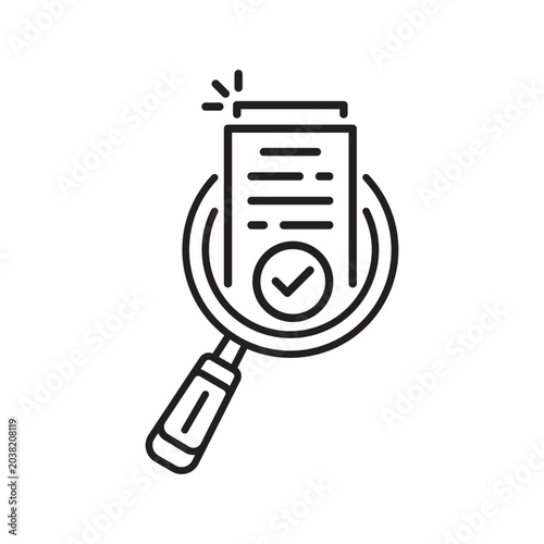 Magnifier vector flat isolated image.review thin line icon like assesment or audit. stroke trend modern paperwork logotype graphic linear design isolated on white. 