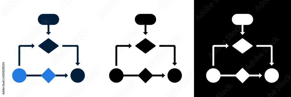 Foto Flowchart Diagram Icon Set for Process and Decision Making.
