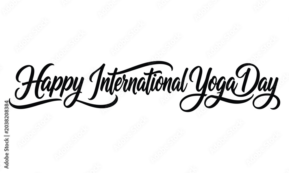 Fototapeta premium International Yoga Day Typography Design Wellness Celebration Lettering