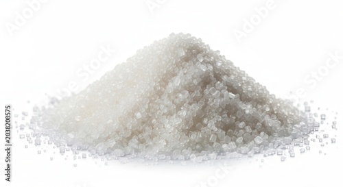 Pile of Coarse Sea Salt Crystals Isolated on White Background.