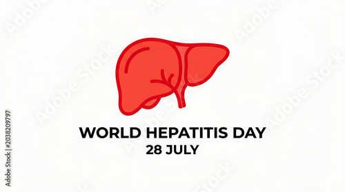 World hepatitis day 28 july minimalist red human liver graphic