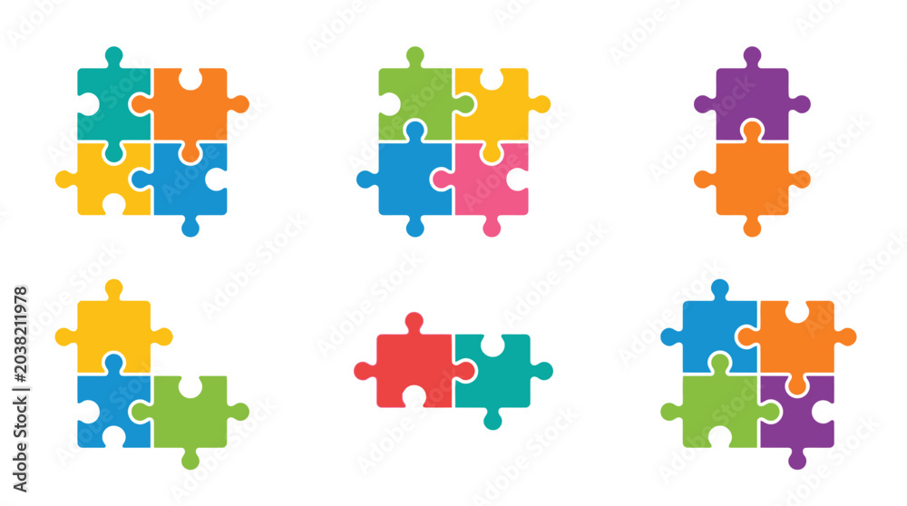 Naklejka premium Colorful Puzzle Pieces Collection