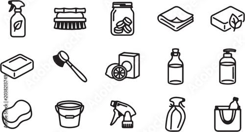 Konstfotografi Cleaning supplies and household items.