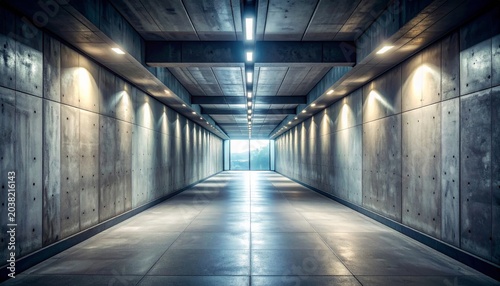 An empty and dark underground tunnel stretches into a long perspective, revealing the weathered walls and abandoned architecture of an old hidden city corridor