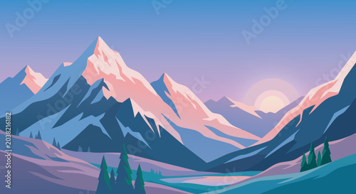 Photography Snow Mountain Landscape Vector Background for Travel Branding