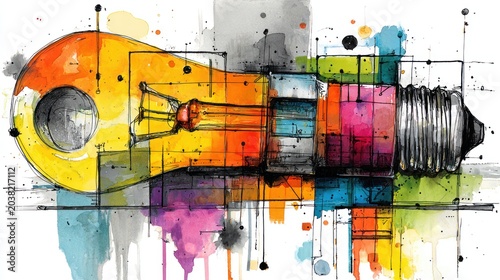 Colorful artistic light bulb illustration concept of idea and innovation