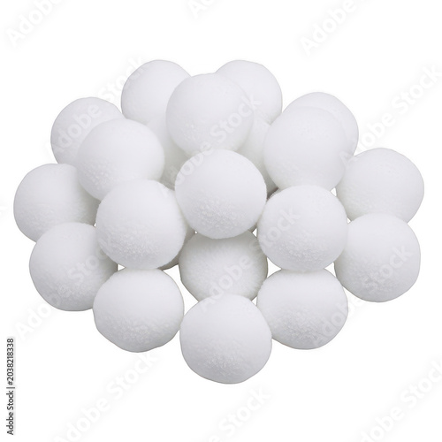 A collection of white ping pong balls neatly arranged on a white background isolated on transparent background