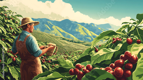 Coffee production industry, roasting and processing beans