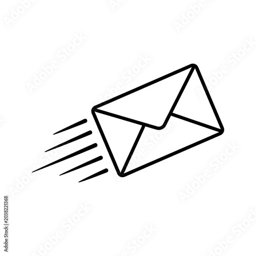 Email icon conveying speed and delivery message on white background