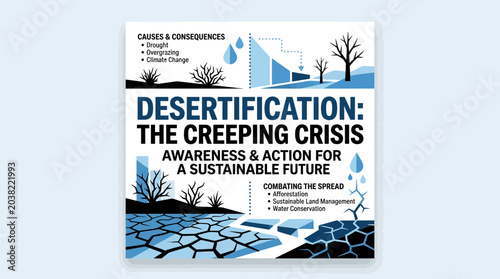 Obraz na płótnie Desertification Crisis: Causes, Consequences, and Sustainable Solutions