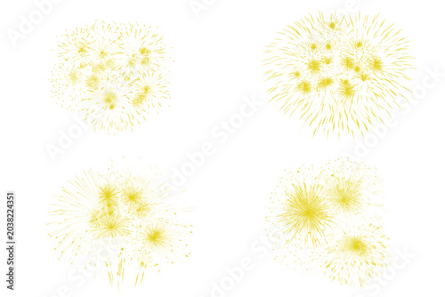 Yellow fireworks cluster graphic for event as clean cutout