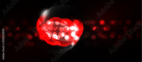 Foto Bright red sphere dominates dark background