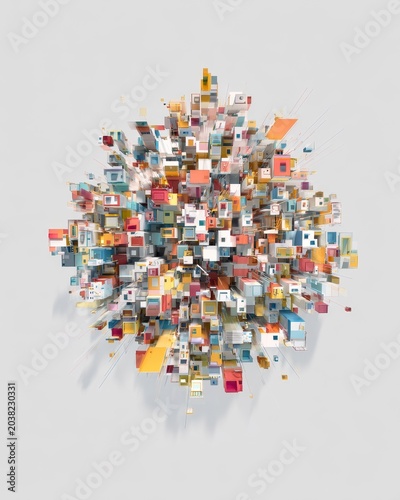 Colorful Abstract Cityscape with Geometric Shapes