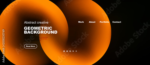 Fényképezés Abstract orange shapes dominate dark background
