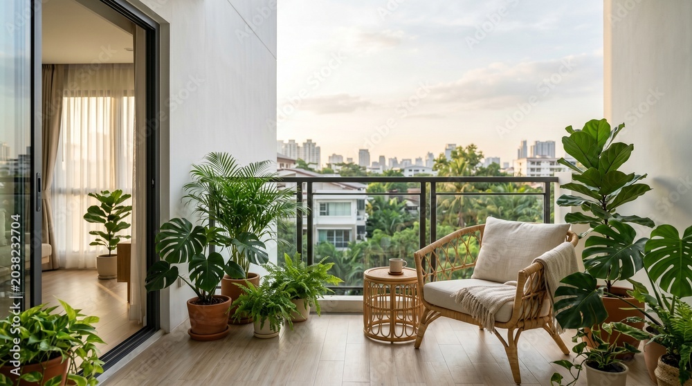 Fototapeta premium modern living room with balcony