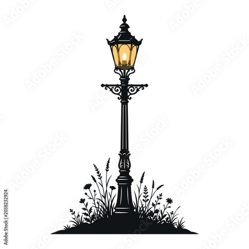 Vintage street lamp, lantern post, outdoor lighting, garden decor
