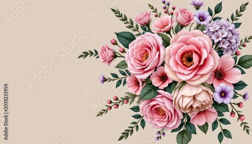 Elegant Watercolor Bouquet Soft Pastel Flowers