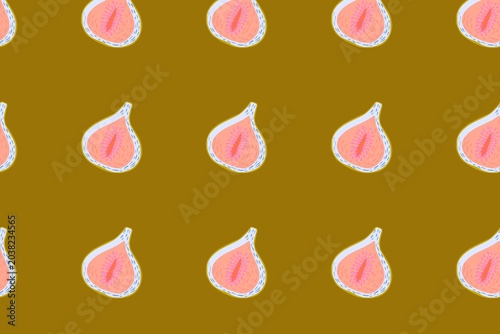 Pattern of Pink Fruits on Brown Background