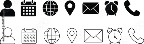 Tableau sur toile Collection of various communication and navigation icons on white background