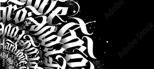 Calligraphy graffiti lettering background in a graffiti style. Abstract backg...