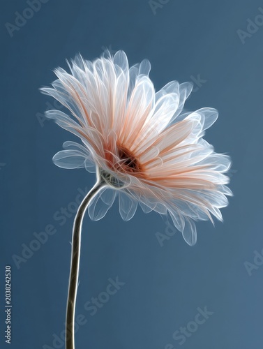 Delicate Fractal Flower Against Blue Background