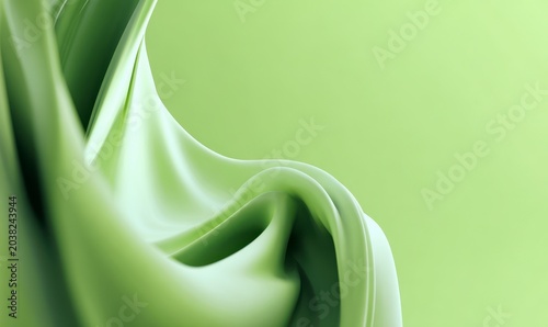 Smooth Green Fabric Wave on Soft Pastel Background