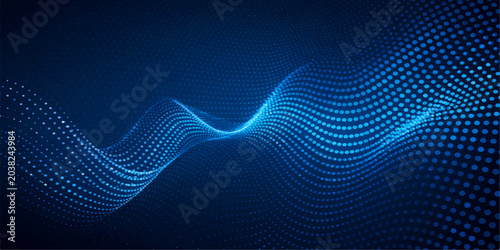 Blue Digital Wave Technology Background: Futuristic Particle Network Abstract Data Flow Design Vector