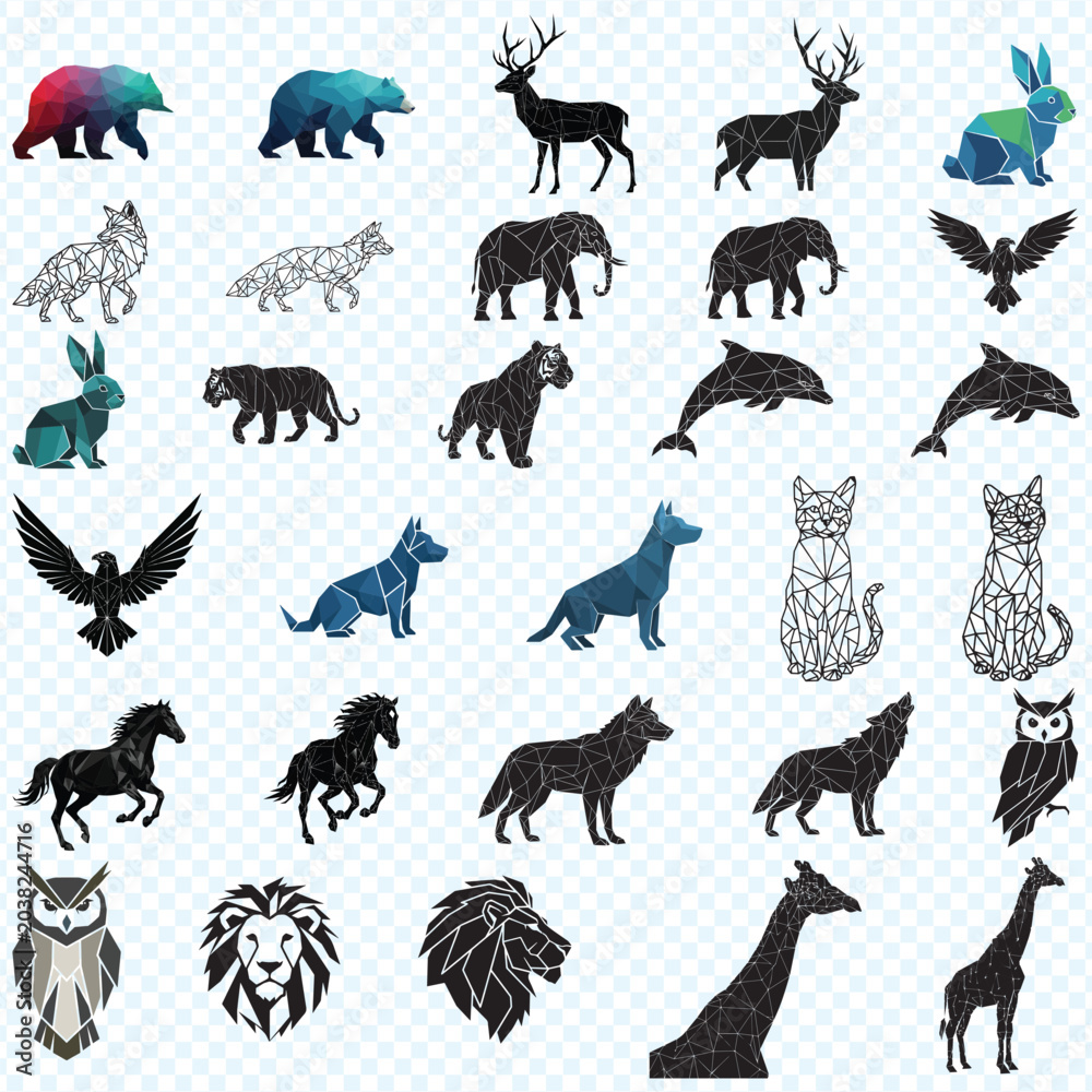 Obraz premium Minimalist Geometric Animal Retro Modern Abstract Vector Illustration