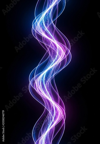 Dynamic Abstract Wavy Lines with Purple and Blue Light Effects