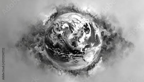 Monochrome Artistic Earth in Abstract Clouds
