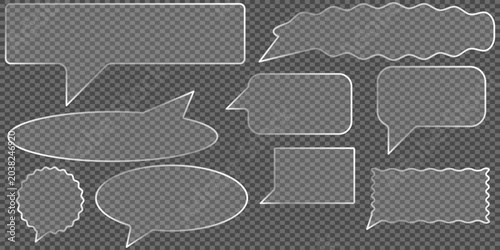 Collection of gray speech bubbles on transparent background
