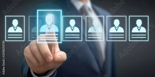 Through recruitment, a candidate resume enters screening for qualification review prior to the executive interview and hiring.